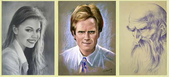 Рисунок портрета в разных техниках