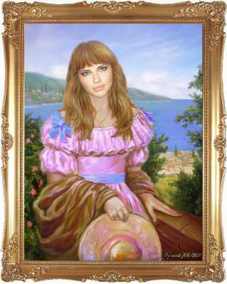 Девушка в розовом платье. Портрет на заказ по фото