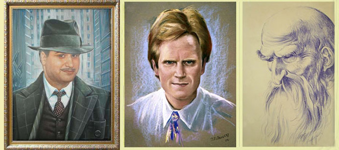 Портреты мужчин в разных техниках.