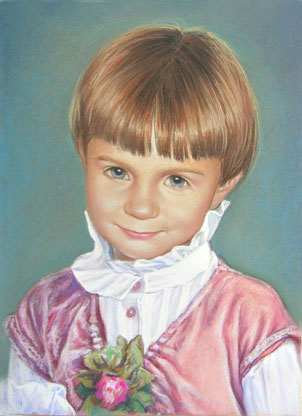 Портрет маленькой девочки. Рисунок пастелью.
