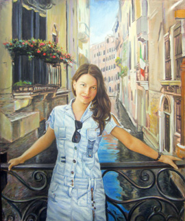 Девушка на фоне Венеции