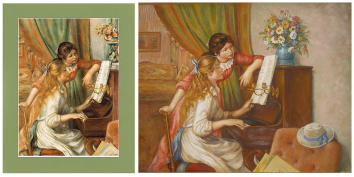 Слева картина Ренуара, справа её творческая копия. Художник Яков пульнов