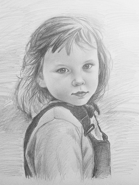 Рисунок девочки карандашом. Портрет по фотографии на заказ